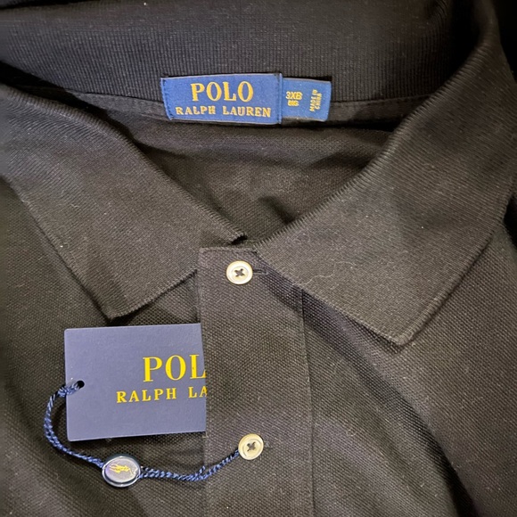 Men’s Iconic Polo by Ralph Lauren Classic Mesh Polo Shirt Black/Red - Big & Tall - Picture 7 of 8